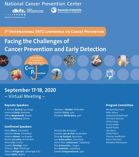 Das Bild zeigt das Konferenzplakat der 2. International Conference on Cancer Prevention 2020